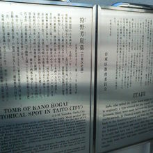 入口の門の脇に案内板が2枚あります。