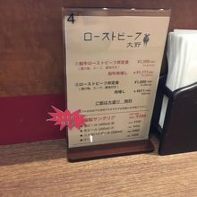 メニューはこれだけ