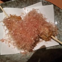子持ち昆布の串揚げはぷちぷちの食感でとても美味しかった〜