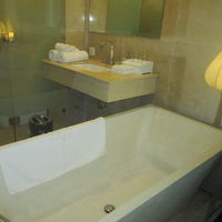 ベッドルームとはガラス壁。スクリーンを下すと目隠しできます