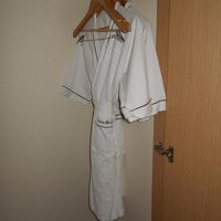 バスローブがあって良かったと思いきや、着てみてちんちくりん。