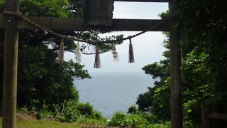 海に向かって鳥居があります