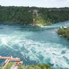 勢いよく流れる川がよく見えます