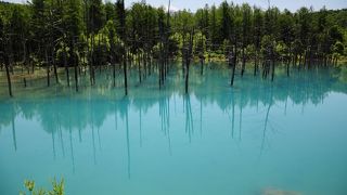 幻想的なコバルトブルーの池が美しい