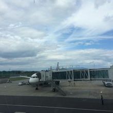 ターミナルは滑走路からけっこう離れてました。
