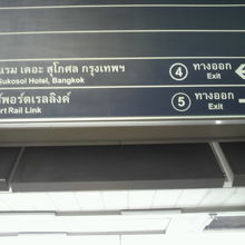 ＢＴＳパヤータイ駅からのＡＲＬへの連絡用通路の案内標識です。