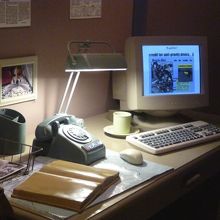 デスクの上。のような展示。