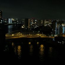 夜の千住大橋 広重の絵と同じ角度にしてみました