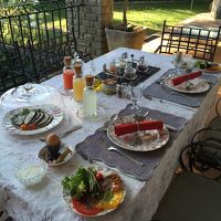 テラスでの朝食