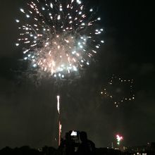 花火が打ち上がってる軌跡