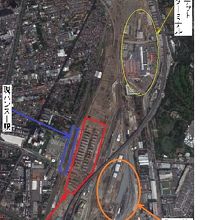 新設バンスー駅とその周辺に機能強化されつつある施設の様子です