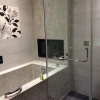 深いバスタブでテレビも見れます。NHKは見れませんでした…。