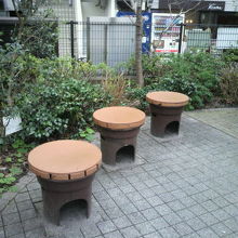 休憩スペースに設置されている３ケ所の椅子です。コンクリート製