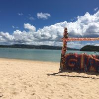 ビーチ　写真用の枠がある