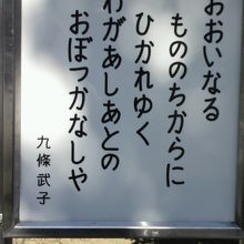 九条武子夫人歌碑の碑文を記した標識です。