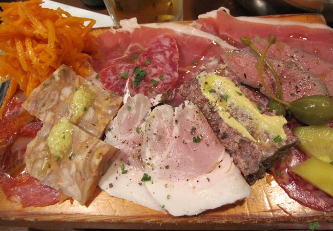 モツ焼き・シャルキトリー盛り合わせで美味しくビールが飲めるお店