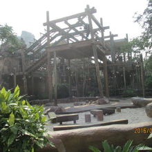 上部のレールに命綱をセットします。