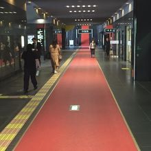 赤じゅうたんの奥に劇場があります。