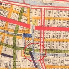 江戸時代の絵地図です。三つ橋の３橋が記載されています。