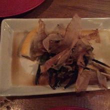 オクラ焼き、おかかが実にいい。