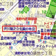 芥川龍之介生誕の地の標識です。聖路加国際大学の西側にあります
