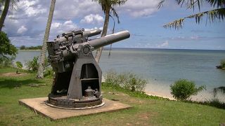 大砲が海に向けられています