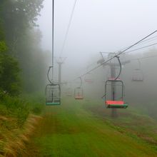 雨の中傘をさしてリフトに乗りました(^-^;