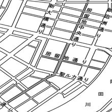 居留地通りと居留地中央通りです。明石小学校前で直交しています