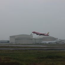 2階のデッキからは飛行機の離着陸が眺められます。