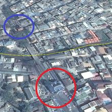 赤○がメーサイのイミグレーション、青○がタチレクのイミグレ