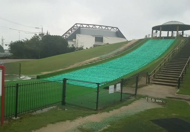 芝の滑り台があります