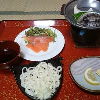 アワビとスモークサーモン。