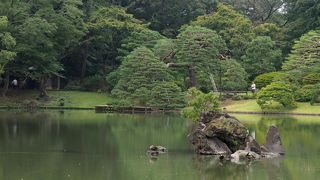 変わった形の岩と松