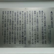 本所松坂町公園にある由来です。公園の歴史が記されています。