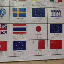 世界各国からの訪問者のサインが飾ってありました