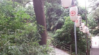 坂の途中に宝塔があります。