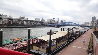 隅田川の両岸に整備された遊歩道