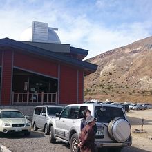 望遠鏡で観測中