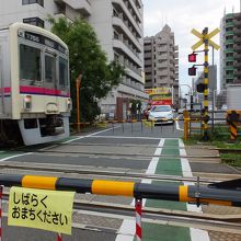 参道を横切る京王線