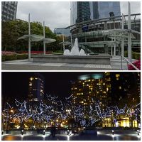 ホテルの敷地内、昼と夜