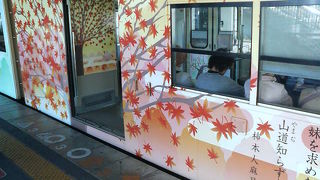 万葉集の和歌が描かれたラッピング車両が走ってました