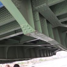 橋の下を潜るとこの通りぶつかりそうになります。スレスレです。