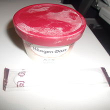 同社長距離路線の1食目後にはエコノミーでもアイスが！