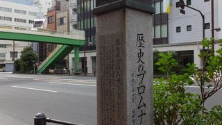 飯田橋からの歩道に標柱がいっぱい