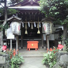 花園神社の本殿です。参道を西に進んだ低い位置ににあります。