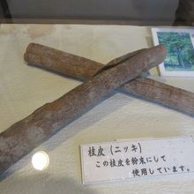 八つ橋に欠かせないニッキの展示
