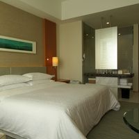 ベッドルームとバスルームが一体化していた客室は…