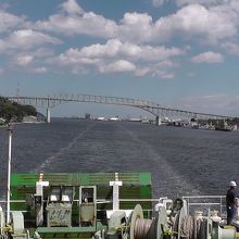 境港に向かうフェリー「しらしま」（鬼太郎フェリー）から「境水