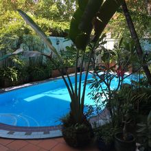 外にはプールが