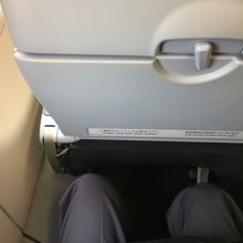 搭乗機着席の哀れな私の膝です！！！往復窓サイド②